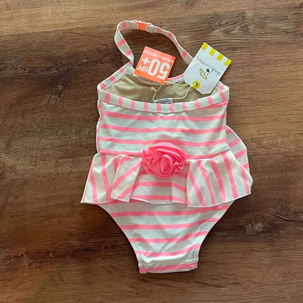 NWT Shade Critters baby girl beach bunny halter swimsuit 12-18 months